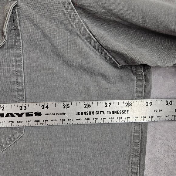 Cabelas Mens 2XL Short Sleeve Button Canvas Shirt Gray Cotton Work flaw rugged - Picture 6 of 11